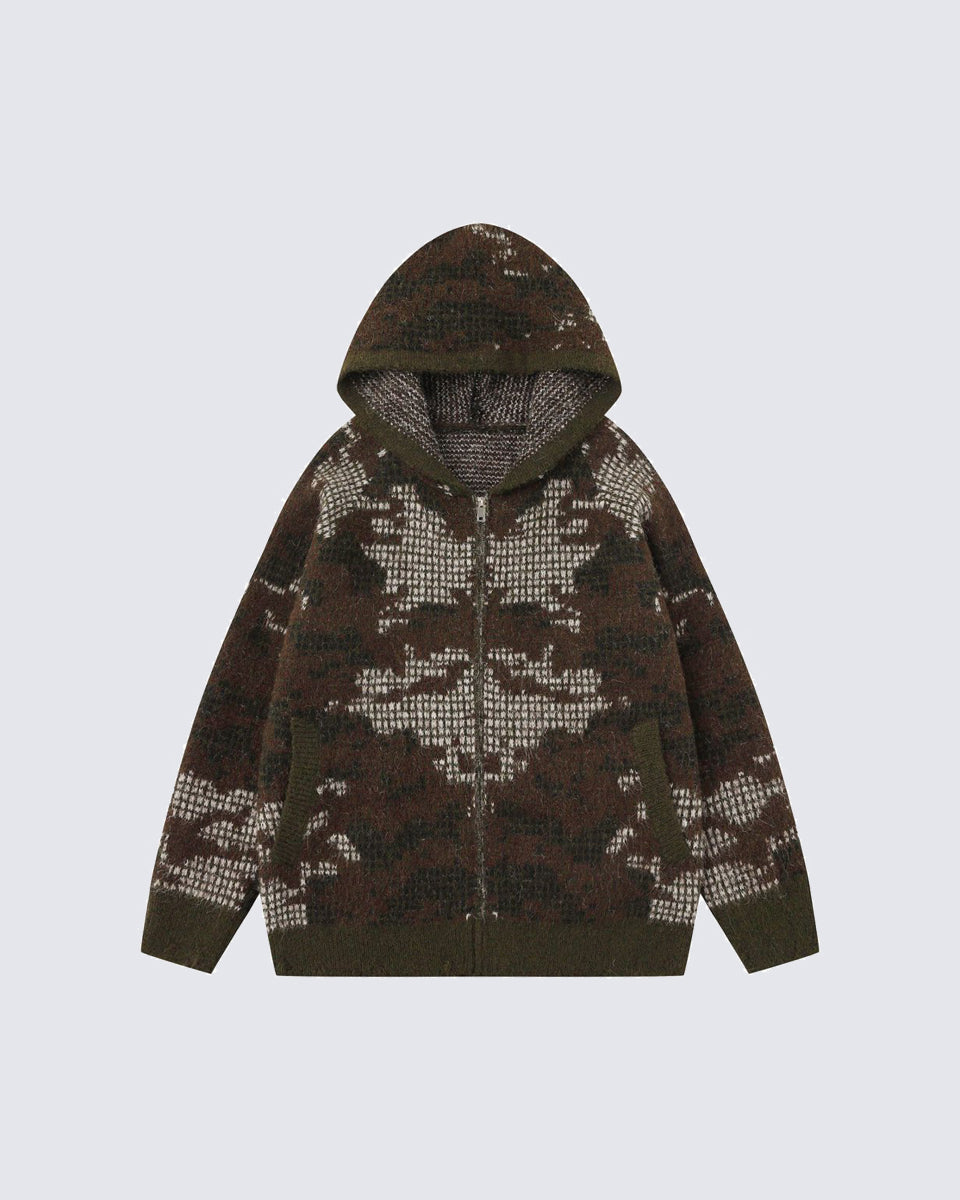 Unisex Creative Design Hooded Knit Sweater