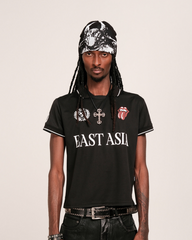 Street-Style Casual Letter Print Short-Sleeved Polo Shirt