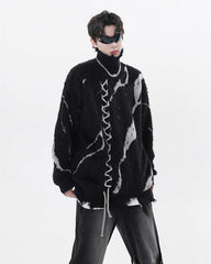 American Dark Aesthetic Distressed Turtleneck Sweater