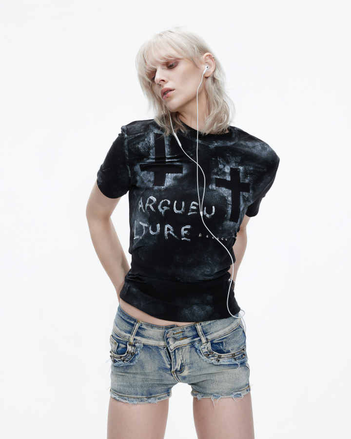 Distressed Gothic Cross Graphic Tee