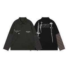 Omirad Layered Graphic Long Sleeve Polo