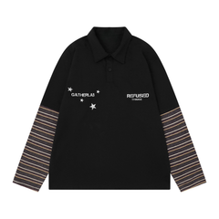 Omirad Layered Graphic Long Sleeve Polo