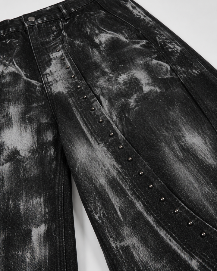 American-Style Distressed Tie-Dye Loose-Fitting Pants