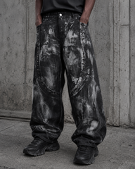 American-Style Distressed Tie-Dye Loose-Fitting Pants