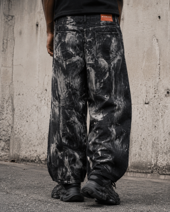 American-Style Distressed Tie-Dye Loose-Fitting Pants