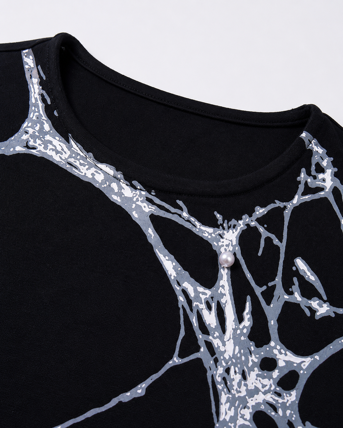 Dark Art Design Spider Web Print Long-Sleeved Top