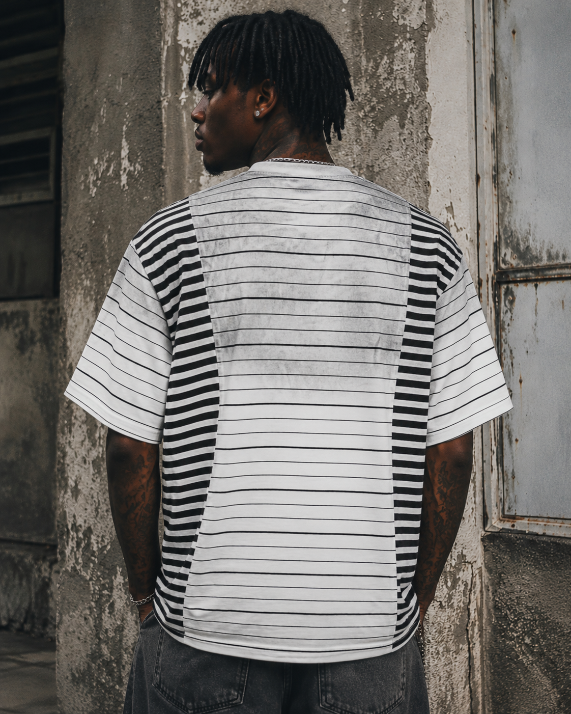 Retro Classic Striped Distressed Short-Sleeved T-Shirt