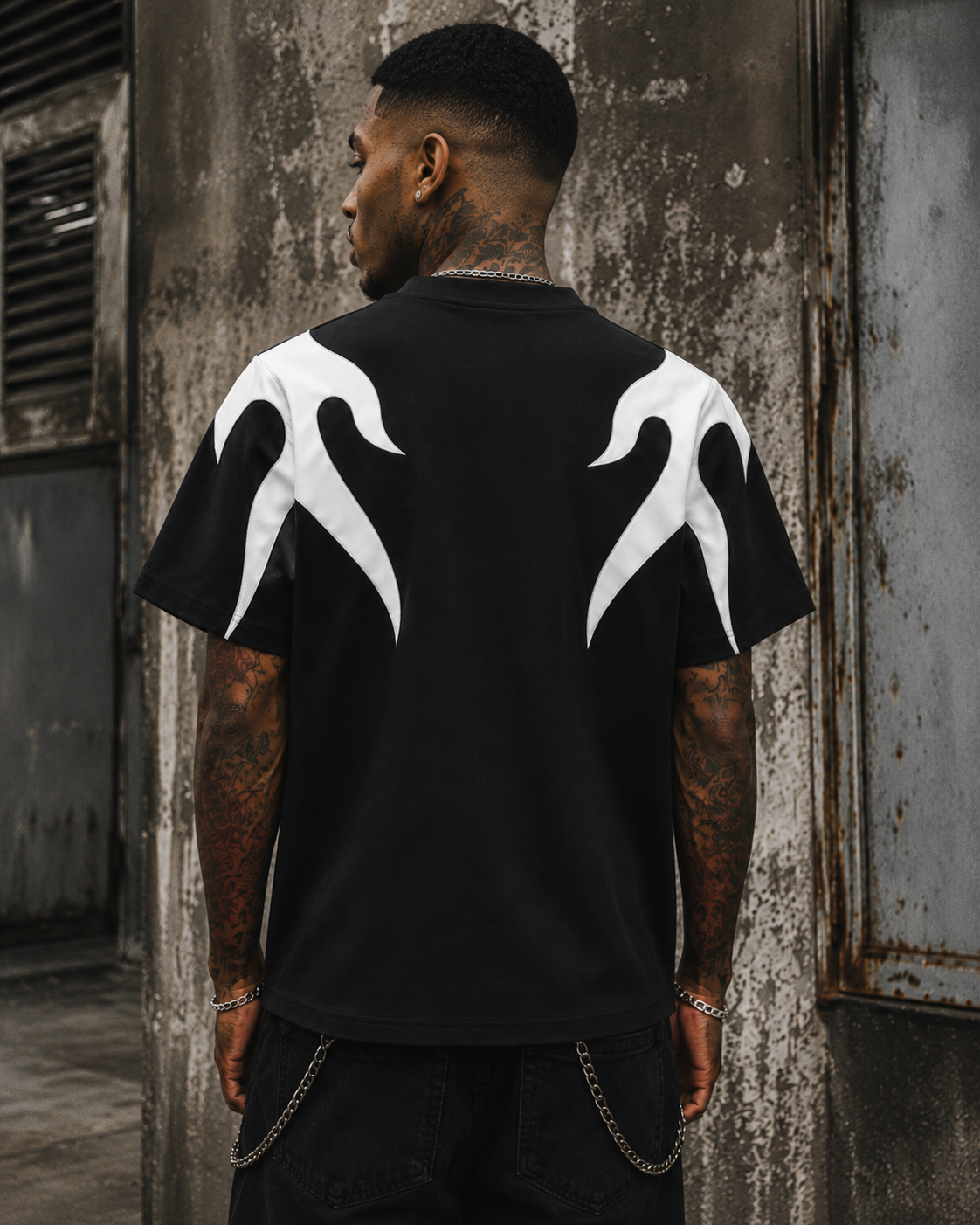 Abstract Flame Graphic Short Sleeve Top