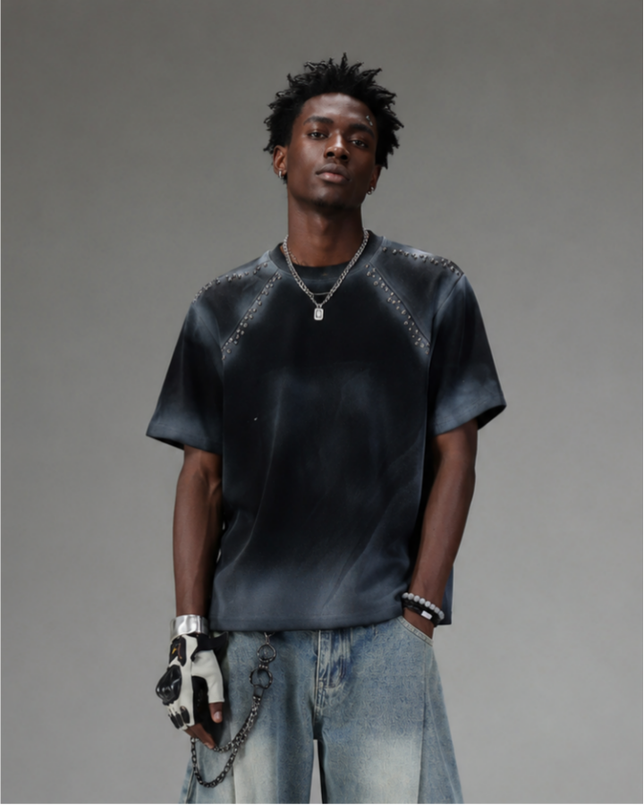 Washed Studded Short Sleeve T-Shirt
