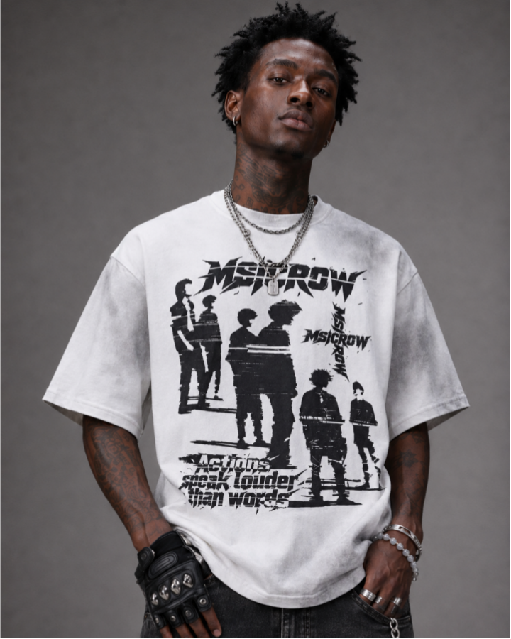 American-Style Distressed Print T-Shirt