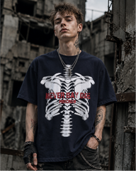American Retro Bone Print Short-Sleeved T-Shirt