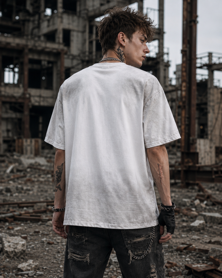 American Retro Bone Print Short-Sleeved T-Shirt