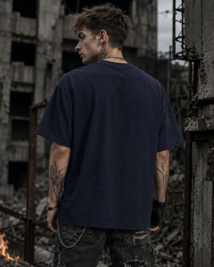 American Retro Bone Print Short-Sleeved T-Shirt