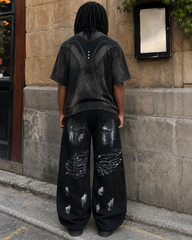 Gothic Streetwear Painted Star Wide Pants