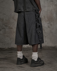 American Street Style Tactical Functional Denim Shorts