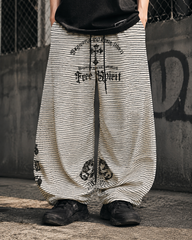 Striped Gothic Graphic Wide Pants