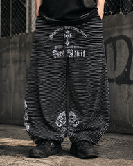Striped Gothic Graphic Wide Pants