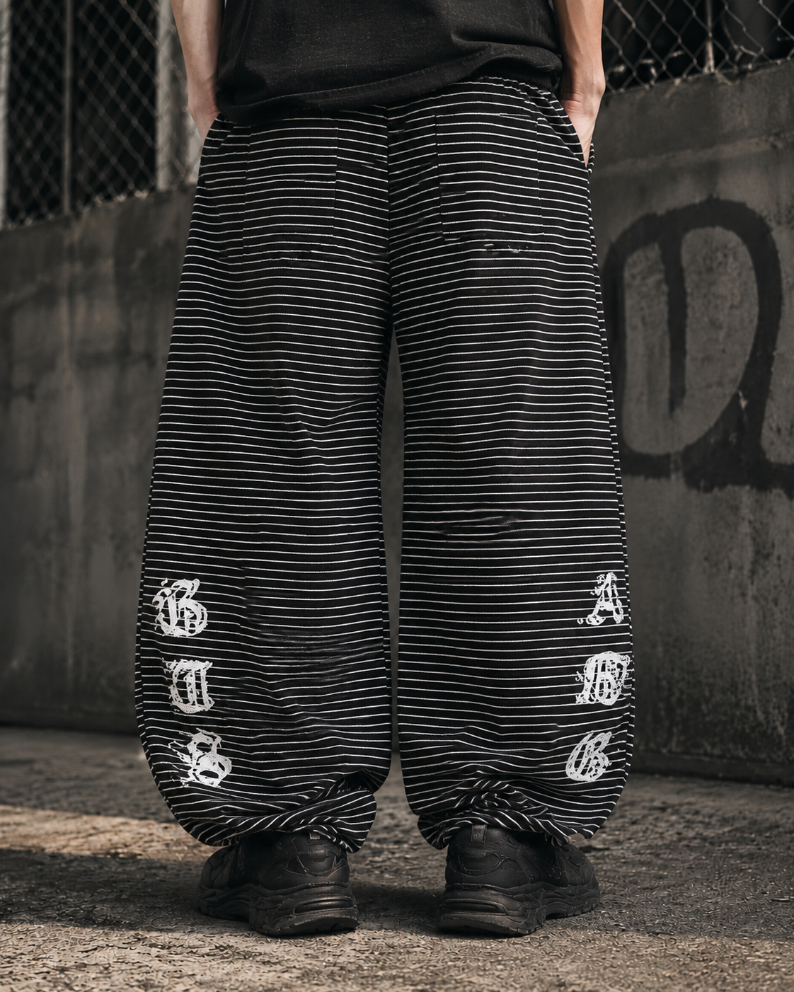 Striped Gothic Graphic Wide Pants