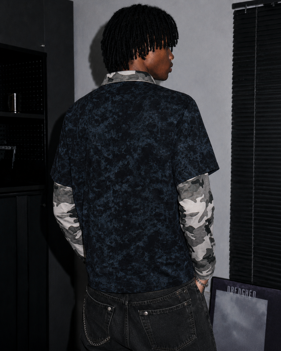 Camouflage Layered Long-Sleeve Polo Shirt