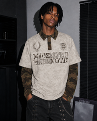 Camouflage Layered Long-Sleeve Polo Shirt