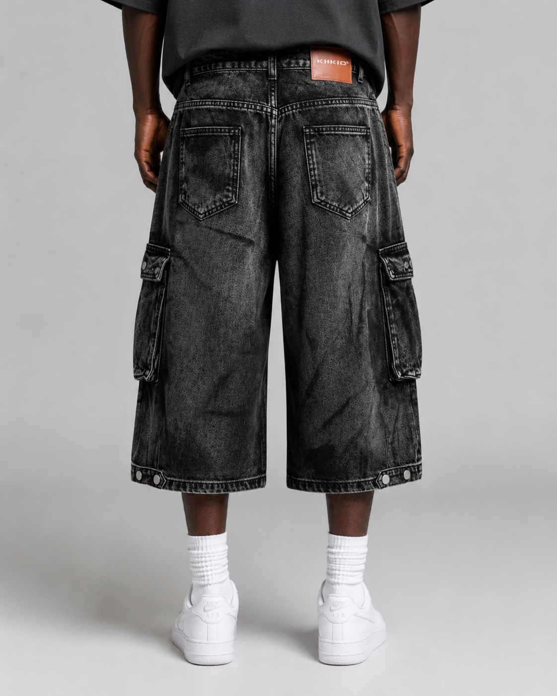 Distressed Workwear Denim Capri Pants