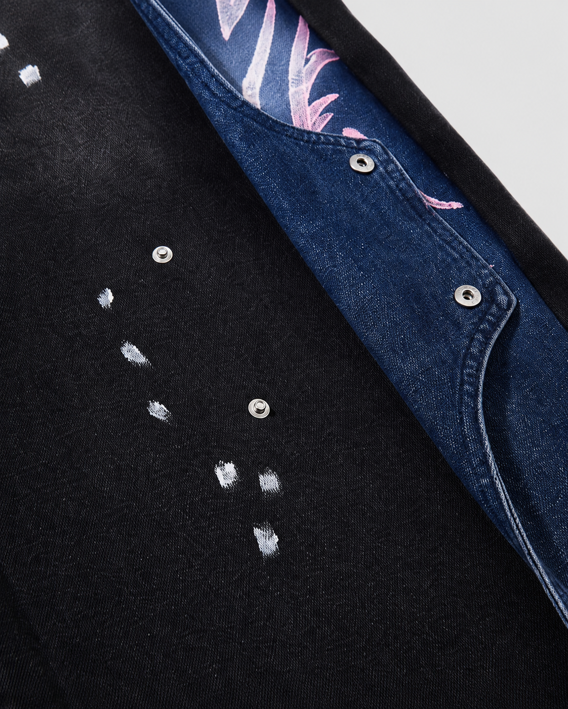 Street-Style Hand-Painted Graffiti Color-Blocked Jeans