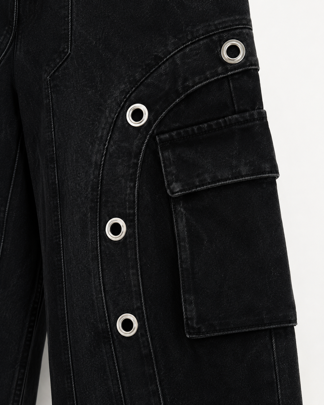 Dark Deconstructed Patchwork Wide-Leg Cropped Jeans