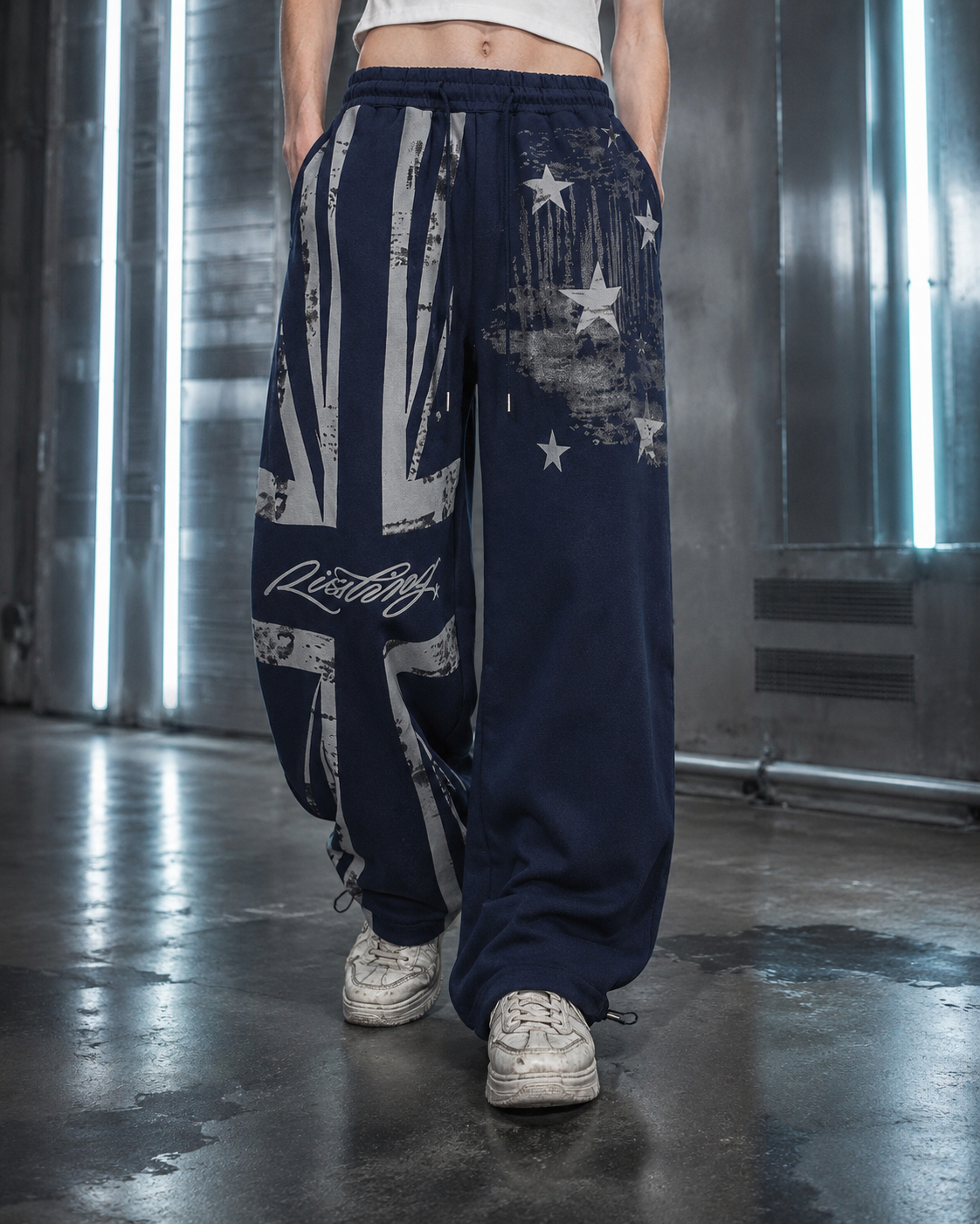 American Retro Trendy Brand Curved Wide-Leg Pants