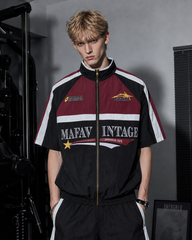 American Retro Embroidered Color-Blocked Deconstructed Flight Jacket