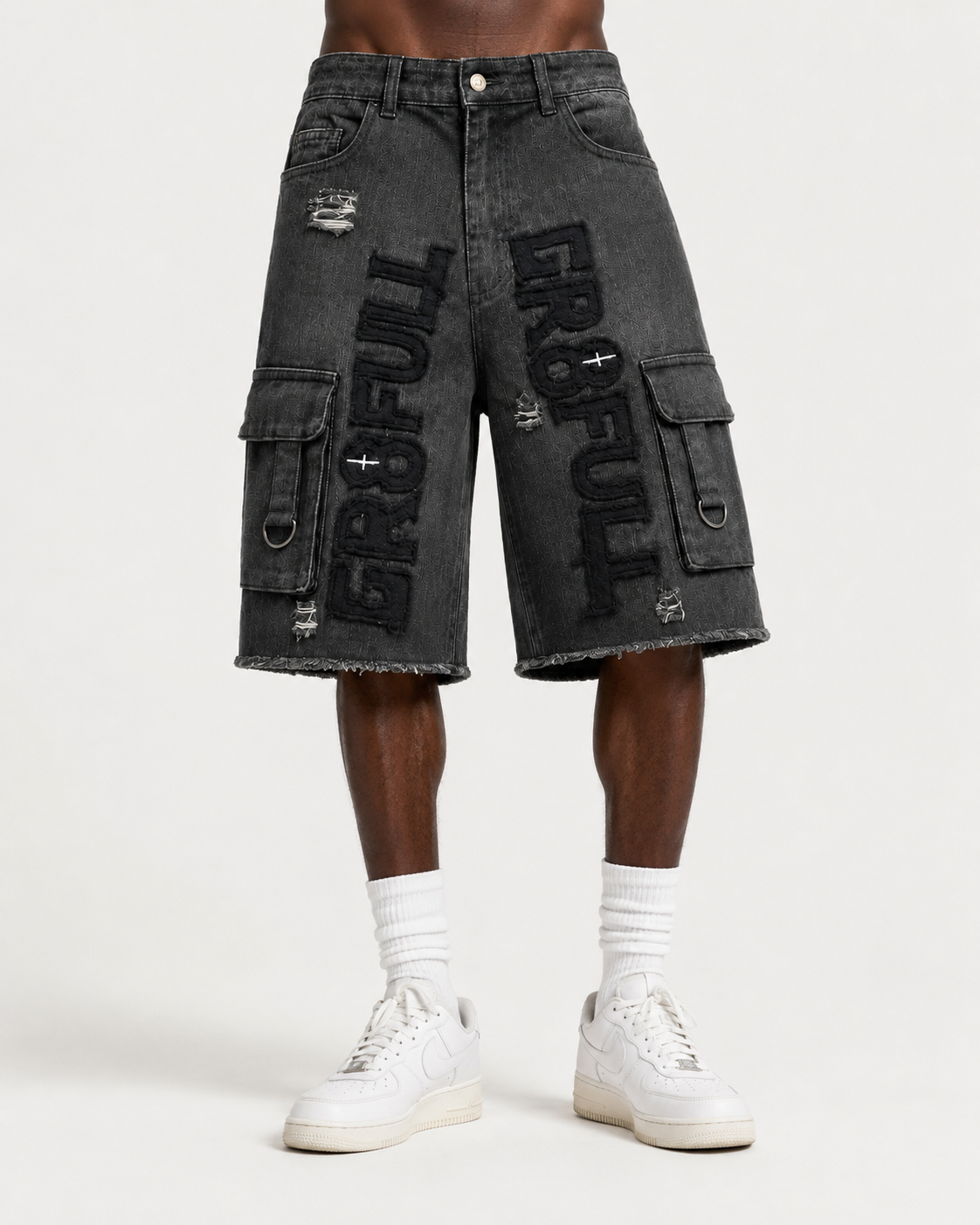 American-Style Distressed Hip-Hop High Street Pocket Shorts