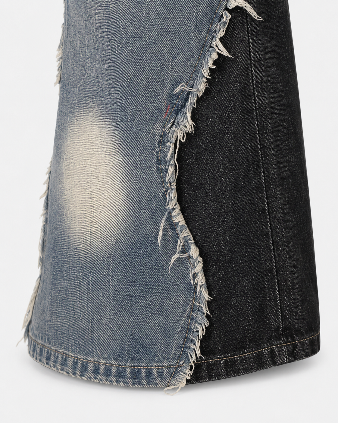 American-Style Distressed Washed Color-Blocked Ripped Capri Pants