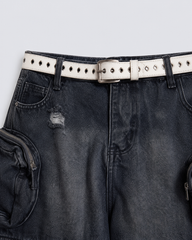 American Street Retro Multi-Pocket Cargo Denim Shorts