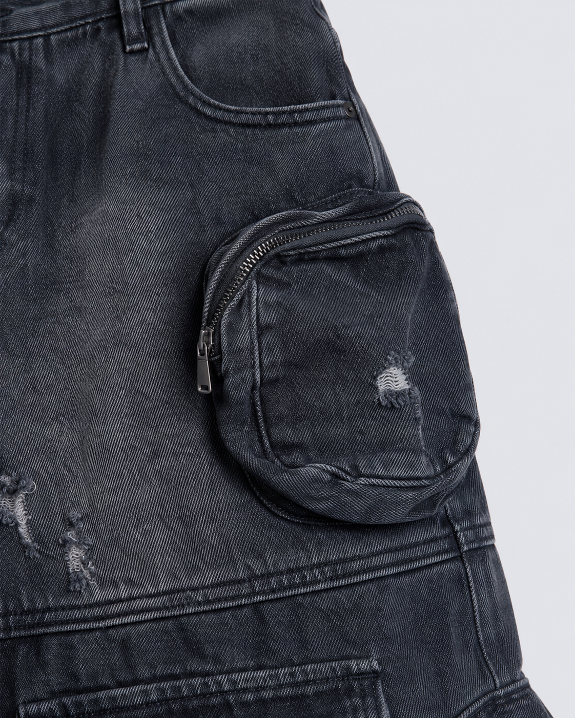 American Street Retro Multi-Pocket Cargo Denim Shorts
