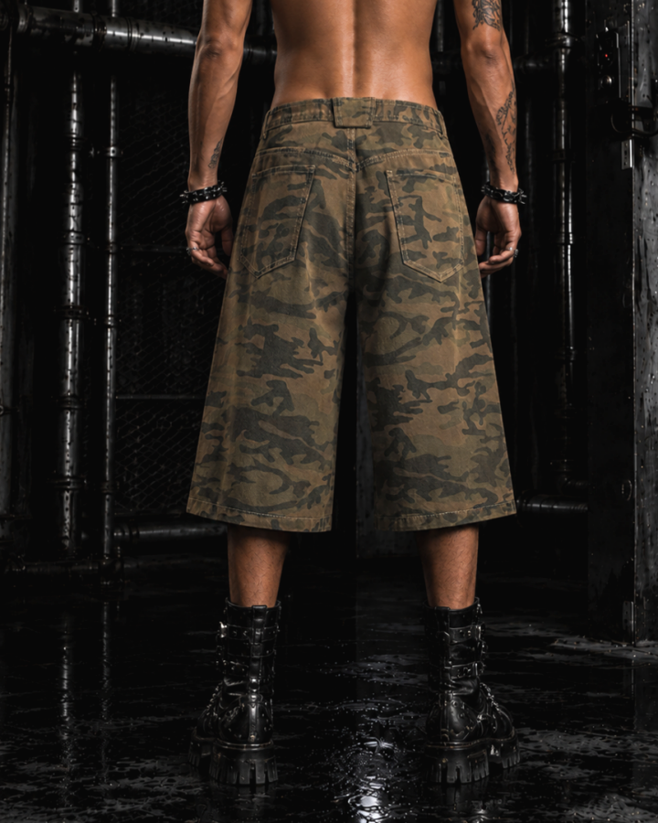 Camouflage Distressed Cargo Shorts