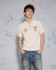 American Retro Cross Print Short-Sleeved Shirt