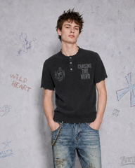 American Retro Cross Print Short-Sleeved Shirt