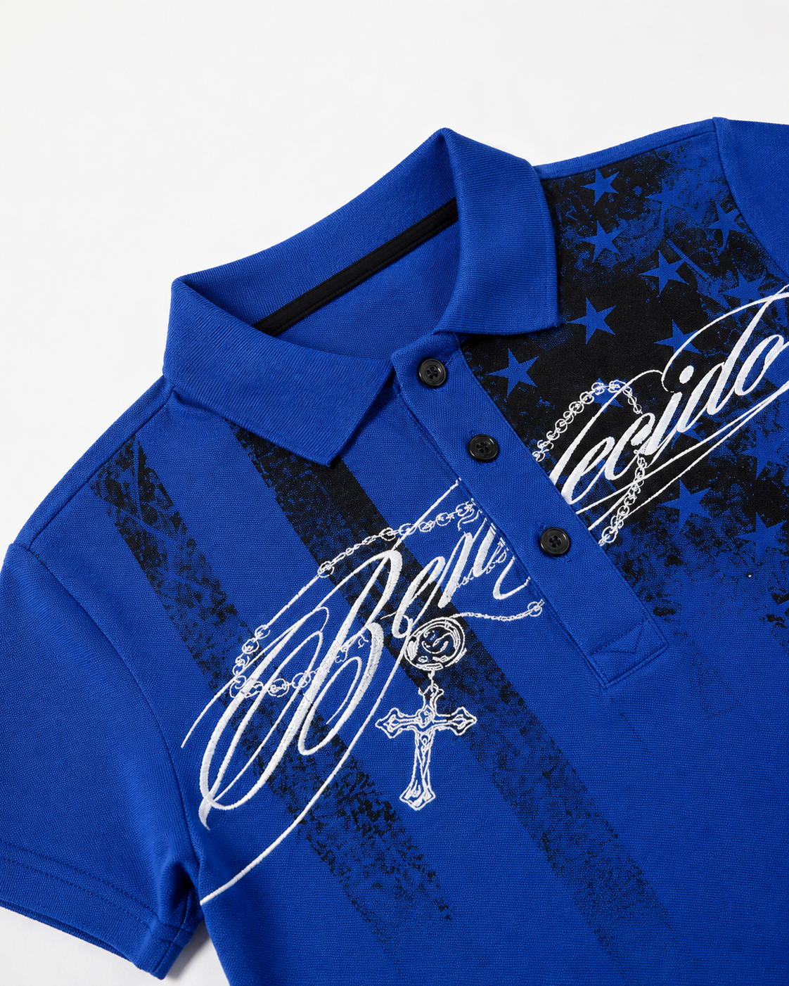Retro Star-Spangle Print Street Short-Sleeved Polo Shirt