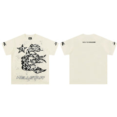 Hellstar Digital Graffiti Vintage Tee Apricot color