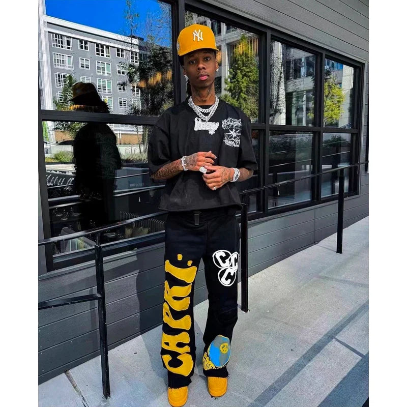 Hellstar Studios Capri Flare Pants Black/Yellow