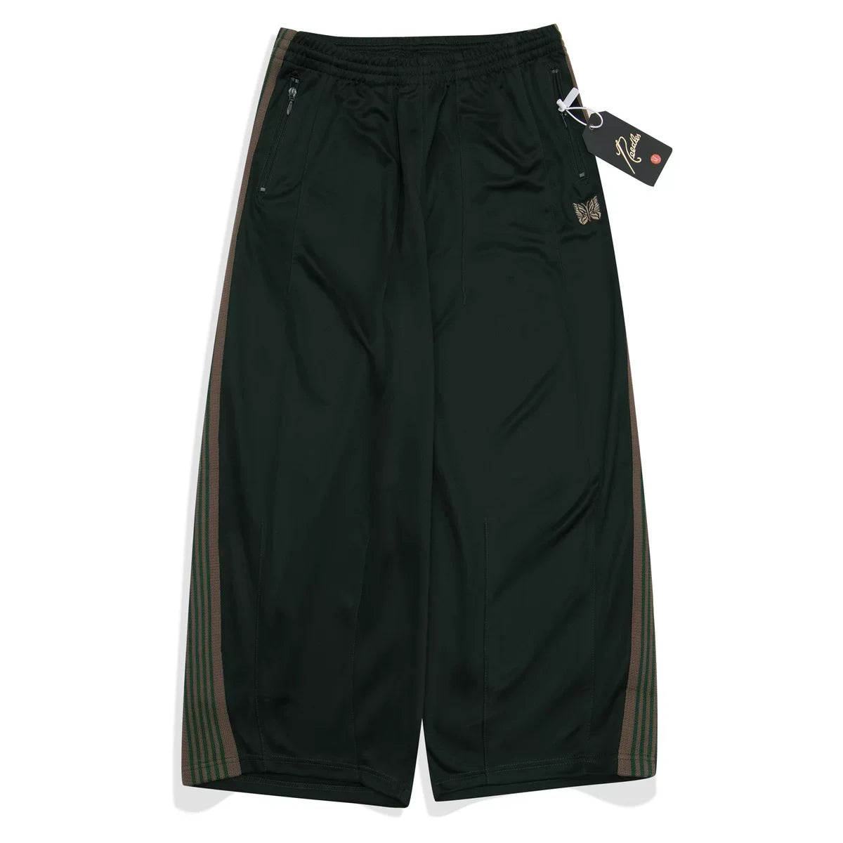 Needles Butterfly Embroidered Side Stripe Wide Leg Track Pants Navy