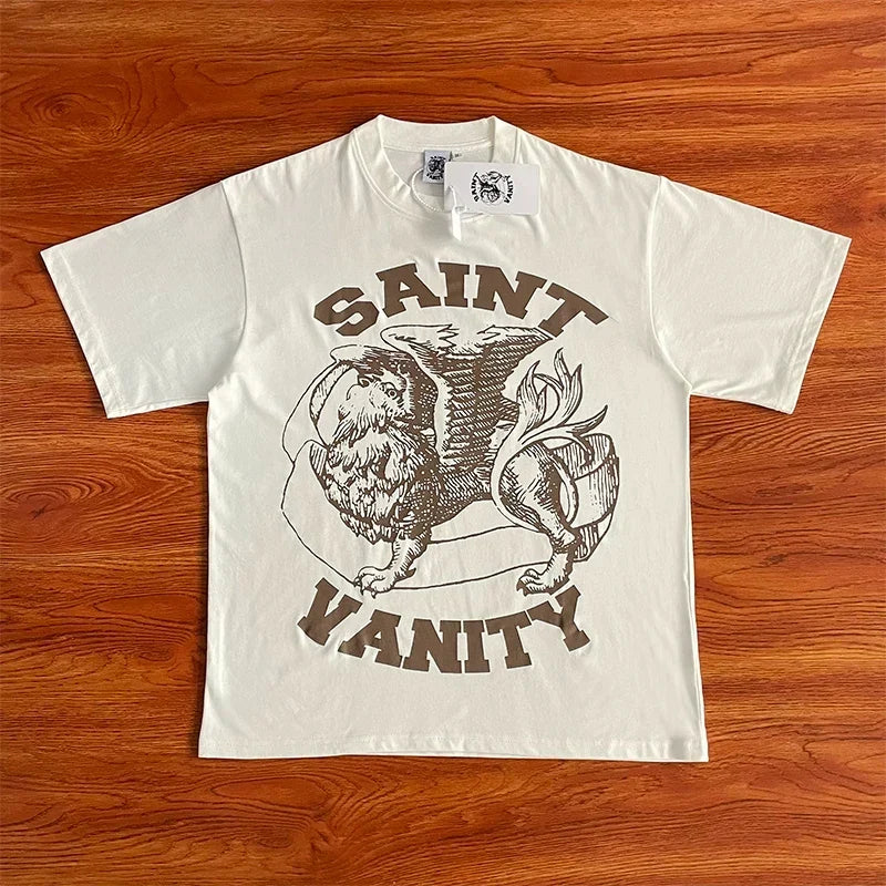 SAINT VANITY Letter Print Short Sleeve T-Shirt