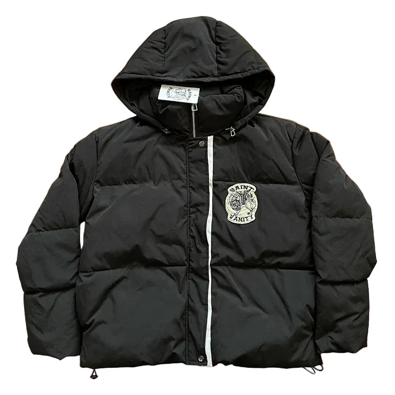 SAINT VANITY Fashion V-neck Hooded Embroidered Down Jacket