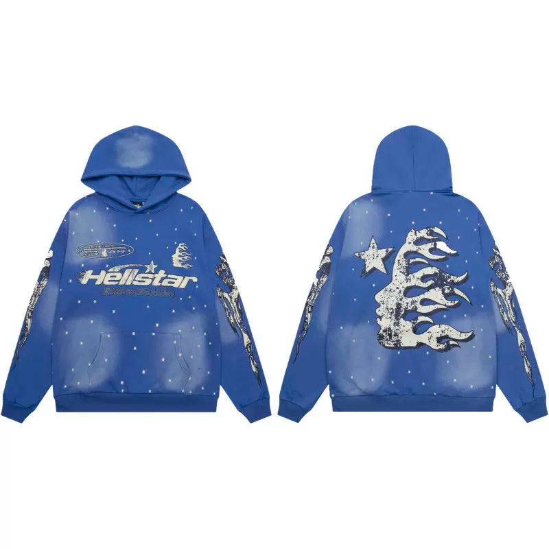 Hellstar Retro High Street Hoodie Blue