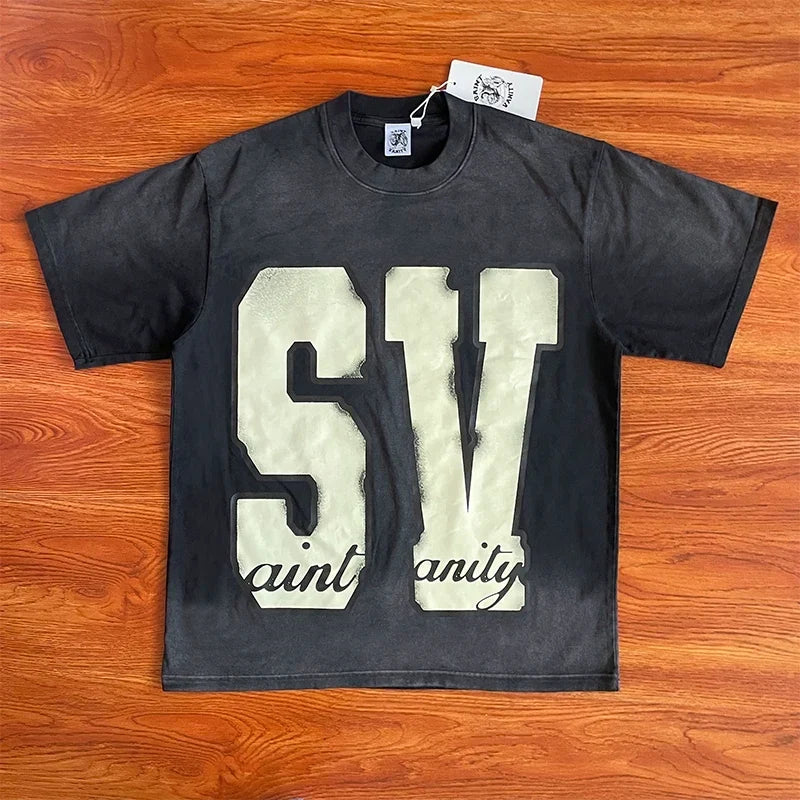 SAINT VANITY Simple Letterprint Casual T-shirt