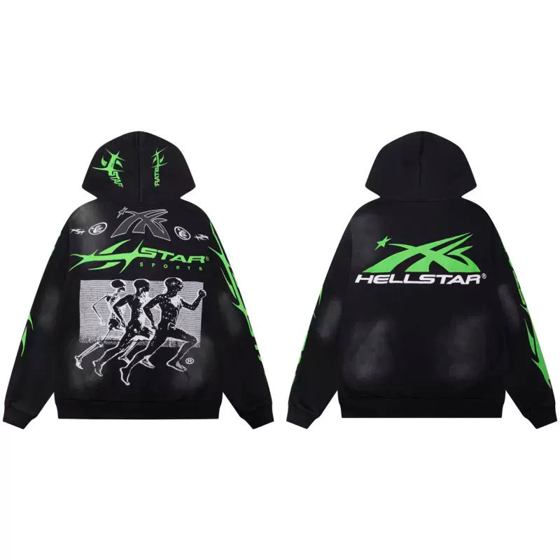 Hellstar Water Washed Hoodie Black/Green