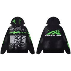 Hellstar Water Washed Hoodie Black/Green