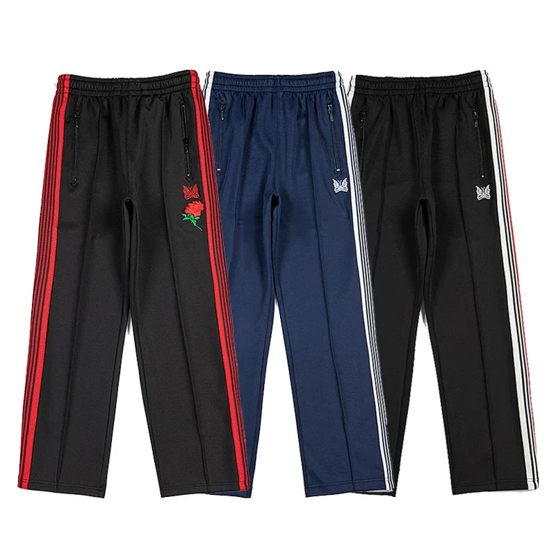 Needles Rose Embroidered Side Stripe Track Pants Multi‑Color