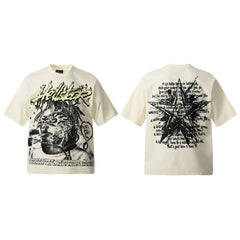 Hellstar Trendy Short Sleeve Tee Apricot color