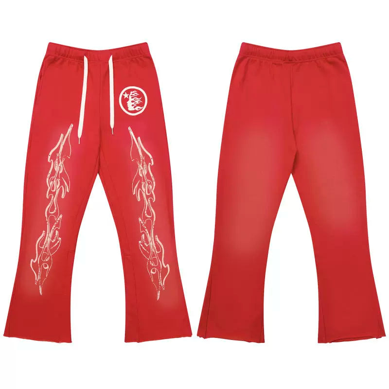 Hellstar Washed Micro Flare Pants Red