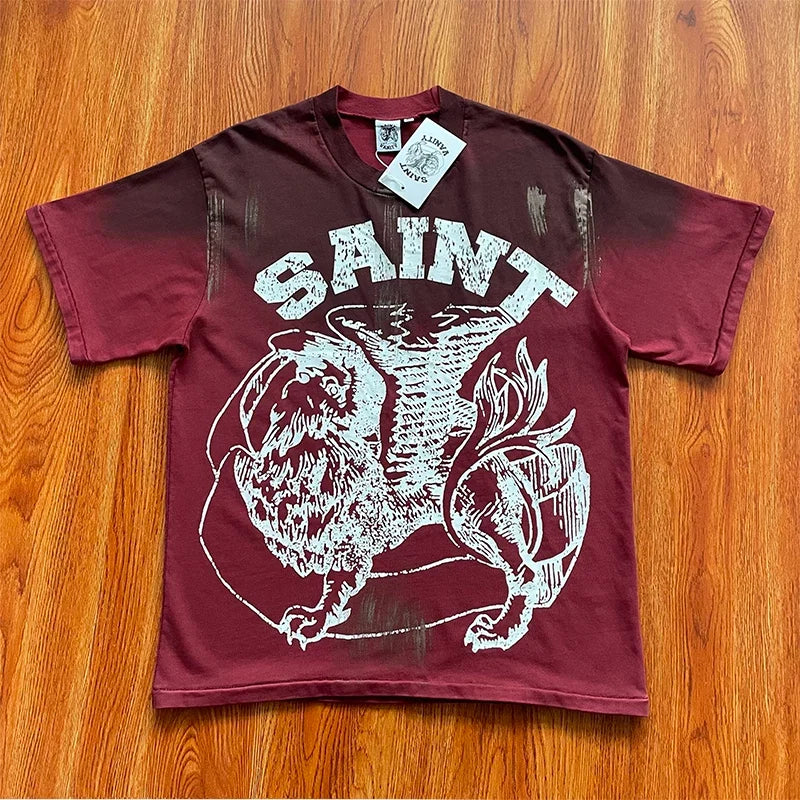 SAINT VANITY Casual Graphic Logo T-Shirt